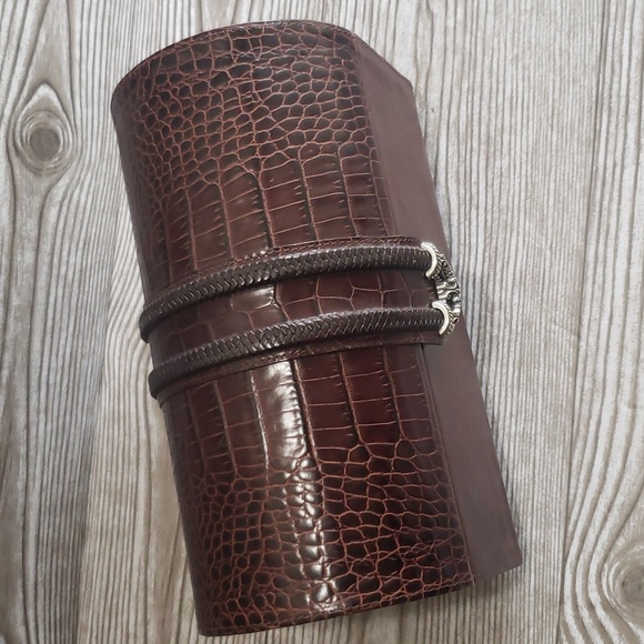Brighton brown leather jewerlry box with silver details - Picture 2 of 9